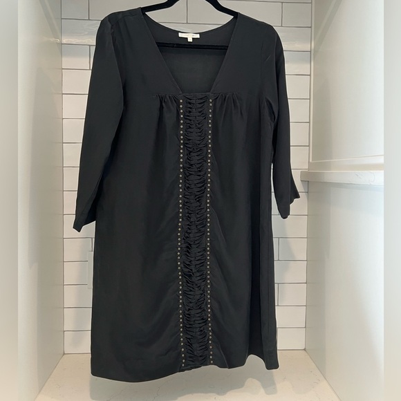 Matty M 100% Silk Lined Dress Studded Rivets Ruching. Size Medium. Black. - Picture 6 of 15